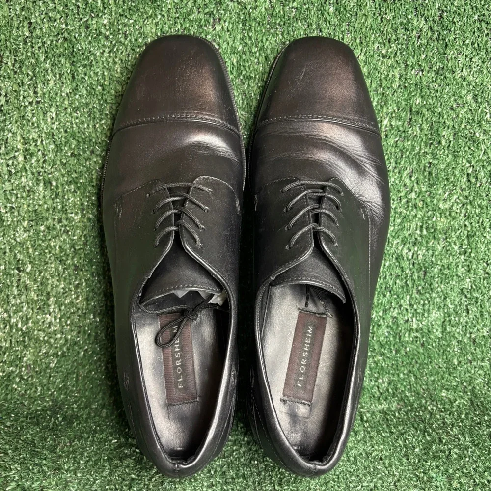 Florsheim 18358-01 Cap Toe Leather Oxford Formal Dress Shoe Black Mens Sz 11.5 D